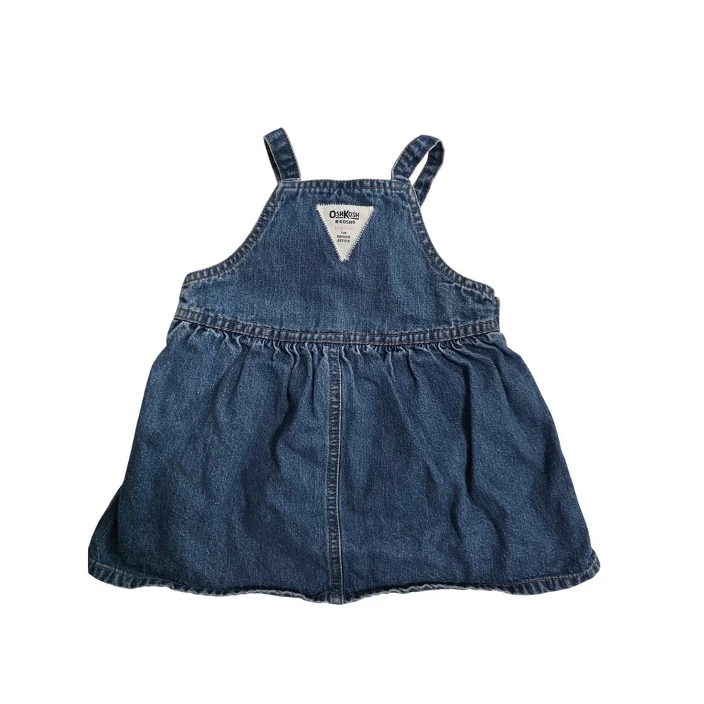 OshKosh Bgosh Baby Girl Blue Denim Overall Jumper Dress 12M Medium Wash 922-0005